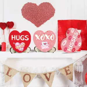 Wooden Heart Hanging Decor Set – Valentine’s, 3 Pieces