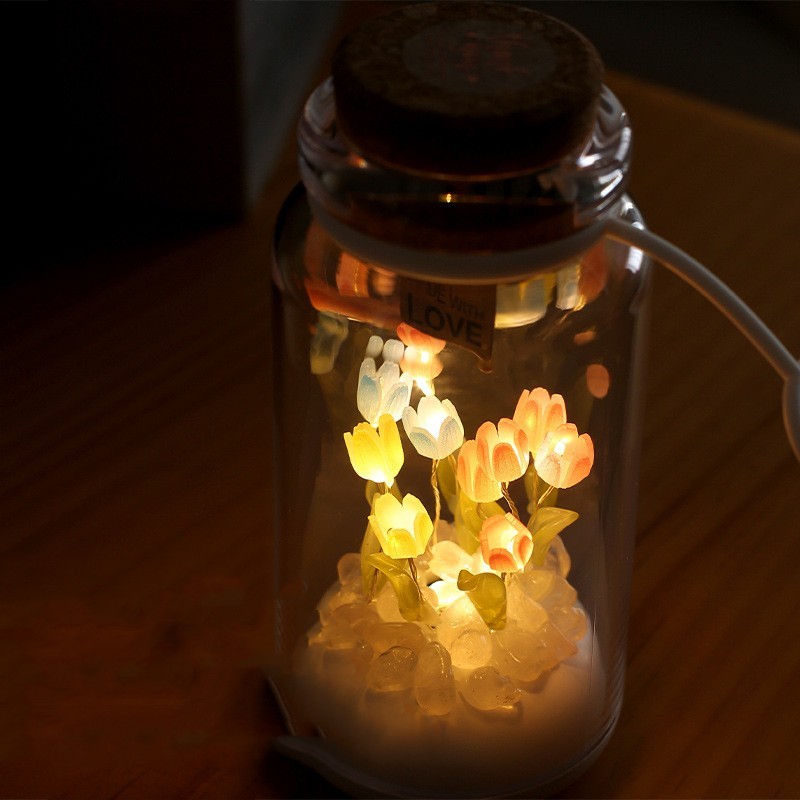 Romantic Gift Portable With Bed Heads Sleeping Light Tulip Wishing Bottle - Image 4