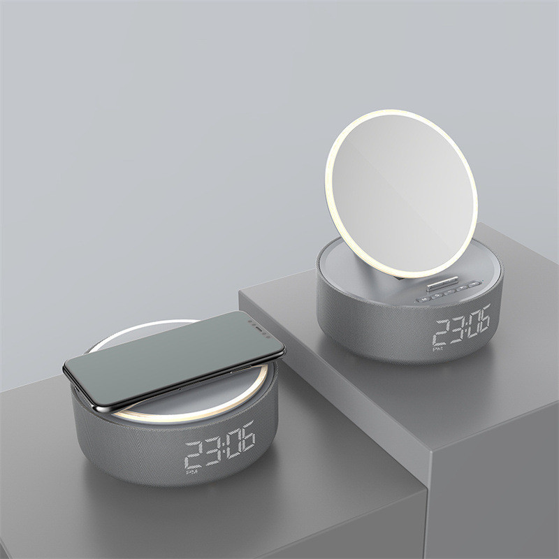 Mirror Wireless Charger Alarm Clock Bluetooth Speaker LED Night Light Smart Digital Clock Loudspeaker For Phone Charger - Image 4