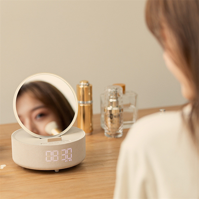 Mirror Wireless Charger Alarm Clock Bluetooth Speaker LED Night Light Smart Digital Clock Loudspeaker For Phone Charger - Image 3