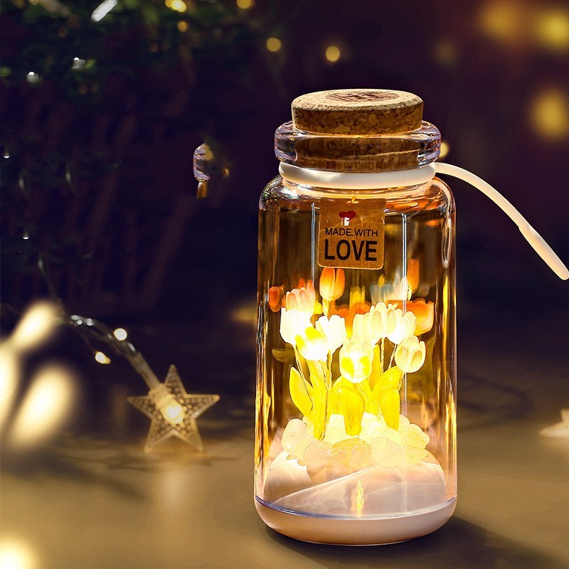 Romantic Gift Portable With Bed Heads Sleeping Light Tulip Wishing Bottle - Image 6