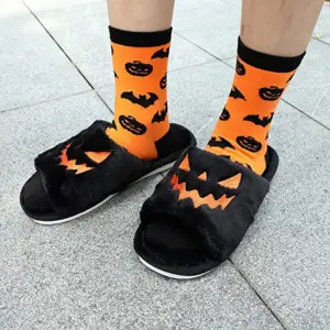 Halloween Fuzzy Slippers – Open Toe Plush House Slippers