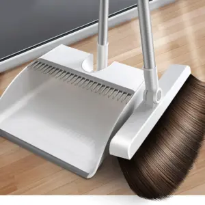 Magnetic Broom and Dustpan Set – Stand-Up, White