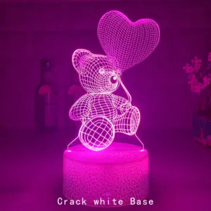 Love Bear 3D Acrylic Night Light – Touch or Remote