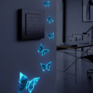 Glow-in-the-Dark Butterfly Wall Stickers – Blue, 15 × 15 cm