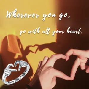 Adjustable Heart Hands Ring – Claddagh-Style Couple Ring