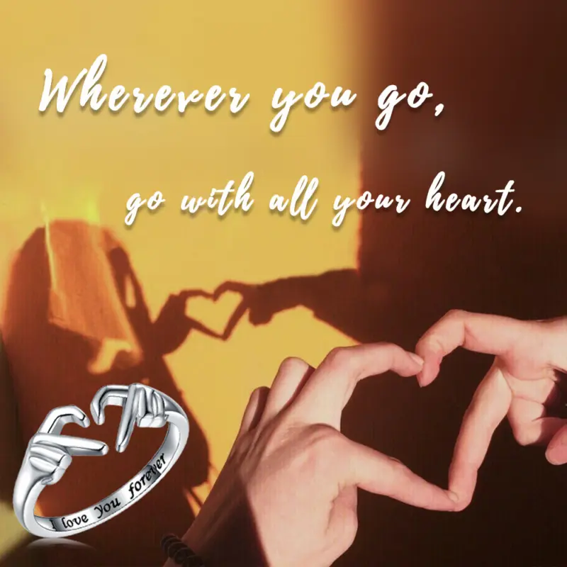 Adjustable Heart Hands Ring – Claddagh-Style Couple Ring