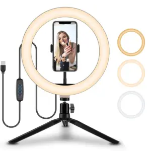 10-Inch Selfie Ring Light with Phone Holder & Metal Stand