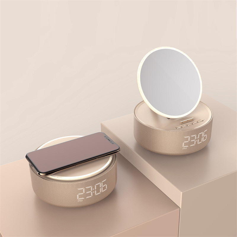 Mirror Wireless Charger Alarm Clock Bluetooth Speaker LED Night Light Smart Digital Clock Loudspeaker For Phone Charger - Image 5