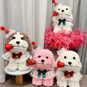 Christmas Puppy Flower Ornament with Lights – Gift Box