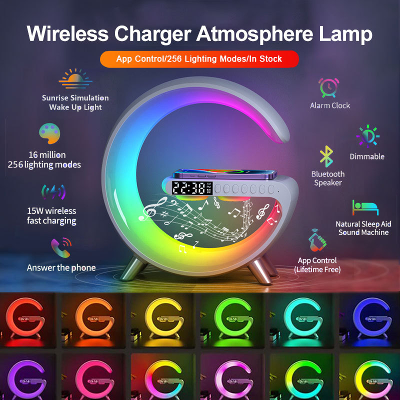 2023 New Intelligent G Shaped LED Lamp Bluetooth Speake Wireless Charger Atmosphere Lamp App Control For Bedroom Home Decor - Image 3