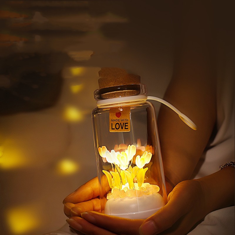 Romantic Gift Portable With Bed Heads Sleeping Light Tulip Wishing Bottle - Image 5