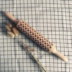 Embossed Christmas Rolling Pin – Wooden Cookie Roller