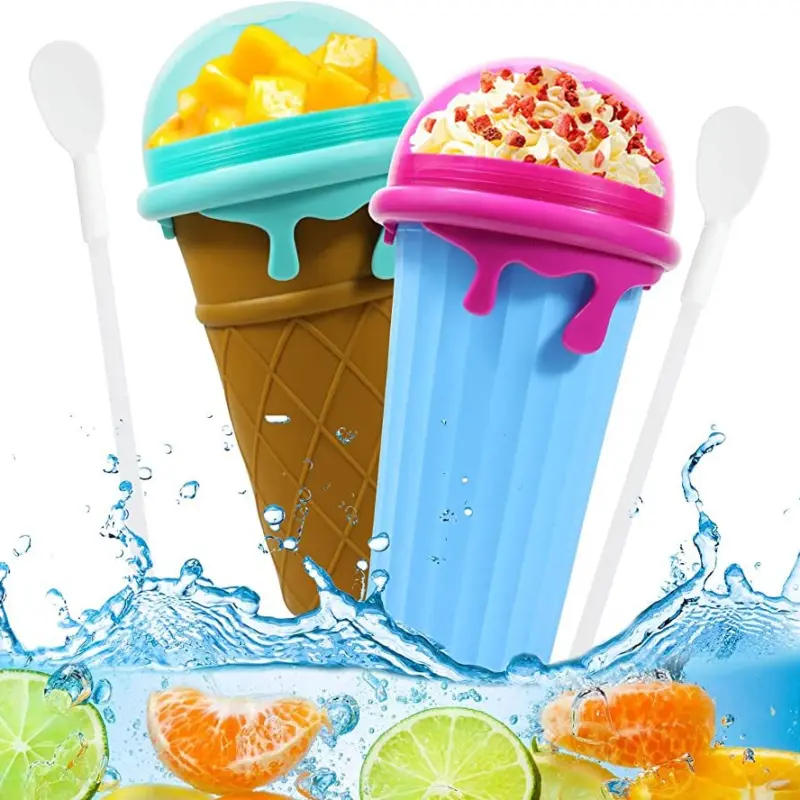 500ml Large Capacity Slushy Cup Summer Squeeze Homemade Juice Water Bottle Quick-Frozen Smoothie Sand Cup Pinch Fast Cooling
