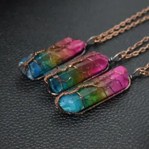 Tree of Life Crystal Pendant Necklace – Natural Stone Point