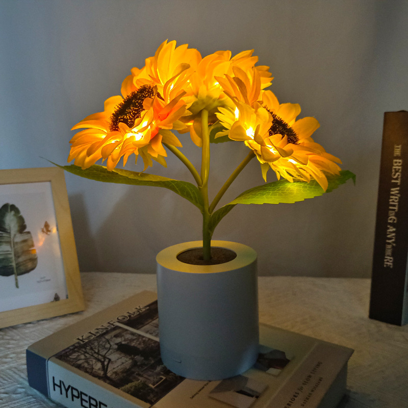 Rechargeable Sunflower Led Simulation Night Light Table Lamp Simulation Flowers Decorative Desk Lamp For Resturaunt Hotel Wedding Gift - Image 5