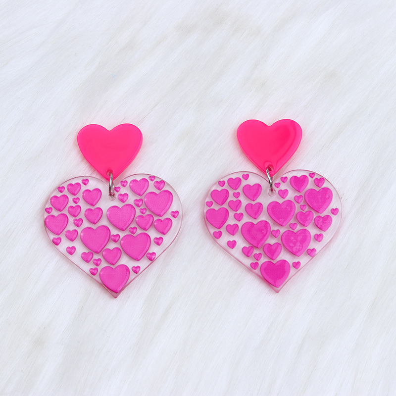 Valentine's Day Rose Red Love Heart Stud Earrings - Image 3