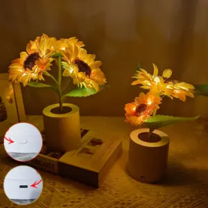 Rechargeable Sunflower LED Table Lamp – 2 or 3 Flowers