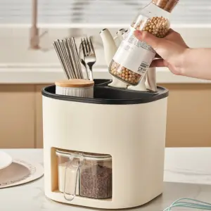 Rotating Utensil Holder & 4-Compartment Spice Box Set