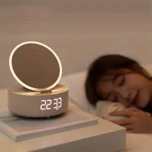 Mirror Alarm Clock with Wireless Charger & Bluetooth Speaker