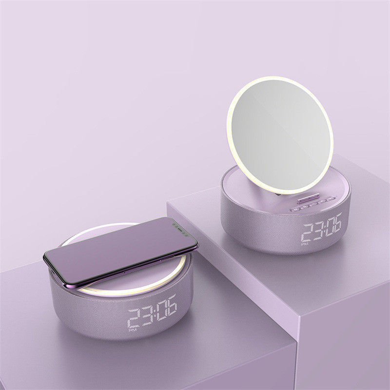 Mirror Wireless Charger Alarm Clock Bluetooth Speaker LED Night Light Smart Digital Clock Loudspeaker For Phone Charger - Image 6