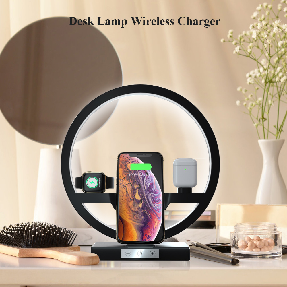 Wireless Charger Stand Table Lamp Touch Switch 10W Charger For Apple Watch Cell Phones Headphones - Image 4