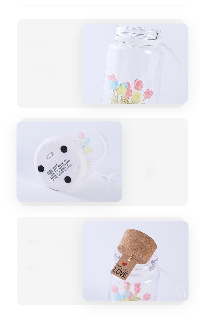 Romantic Gift Portable With Bed Heads Sleeping Light Tulip Wishing Bottle - Image 3