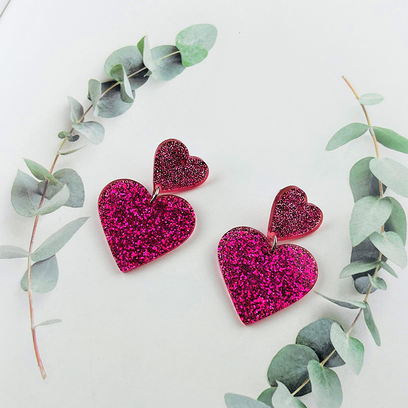 Acrylic Love Earrings Women Valentine's Day Personalized Jewelry - Image 3