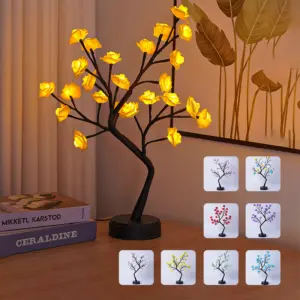 Rose Tree Night Lamp – USB LED Flower Lamp, Bendable Branches
