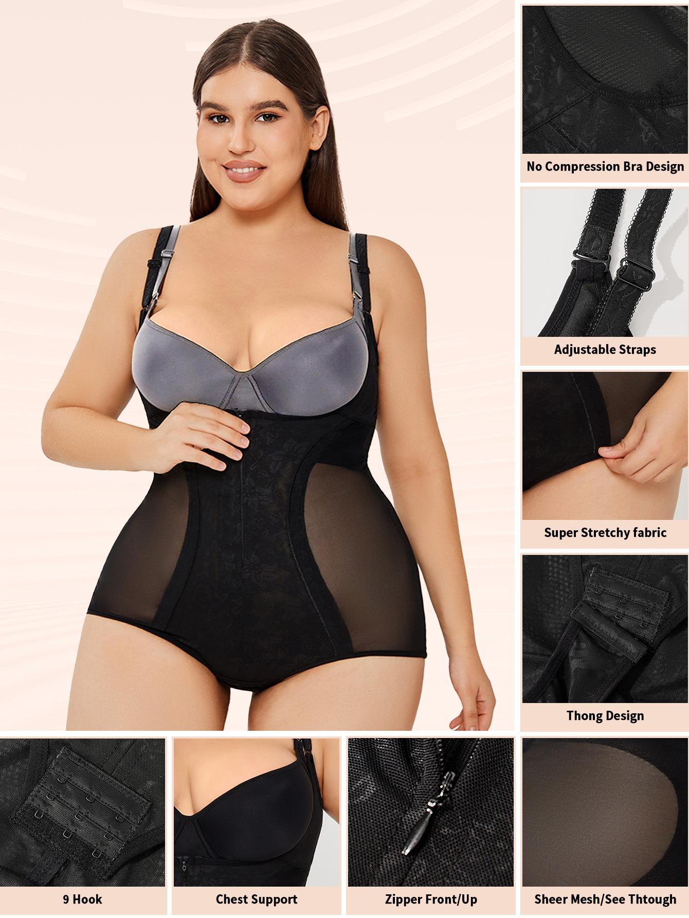 Shapewear Bodysuit Tummy Control Slim Body Shaper - Image 9