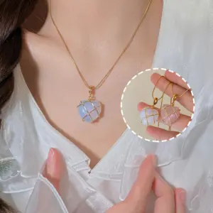 Heart Moonstone Pendant Necklace – Opal-Tone or Pink Stone
