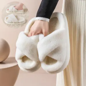 Criss-Cross Fuzzy Platform Slides – Open Toe