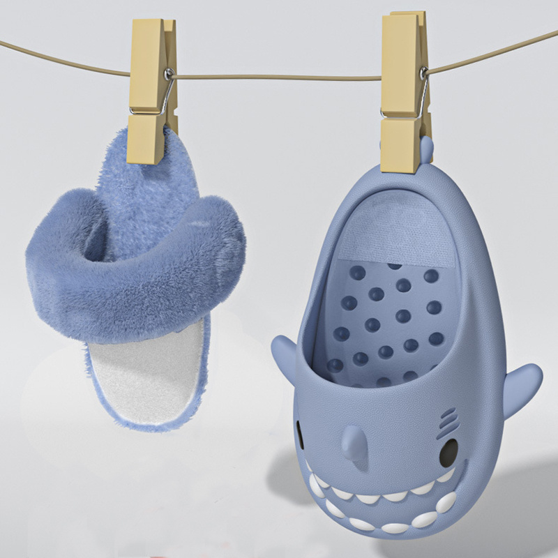 Winter Shark Slippers Detachable Warm Fuzzy Slippers Bedroom House Shoes Women – view 5