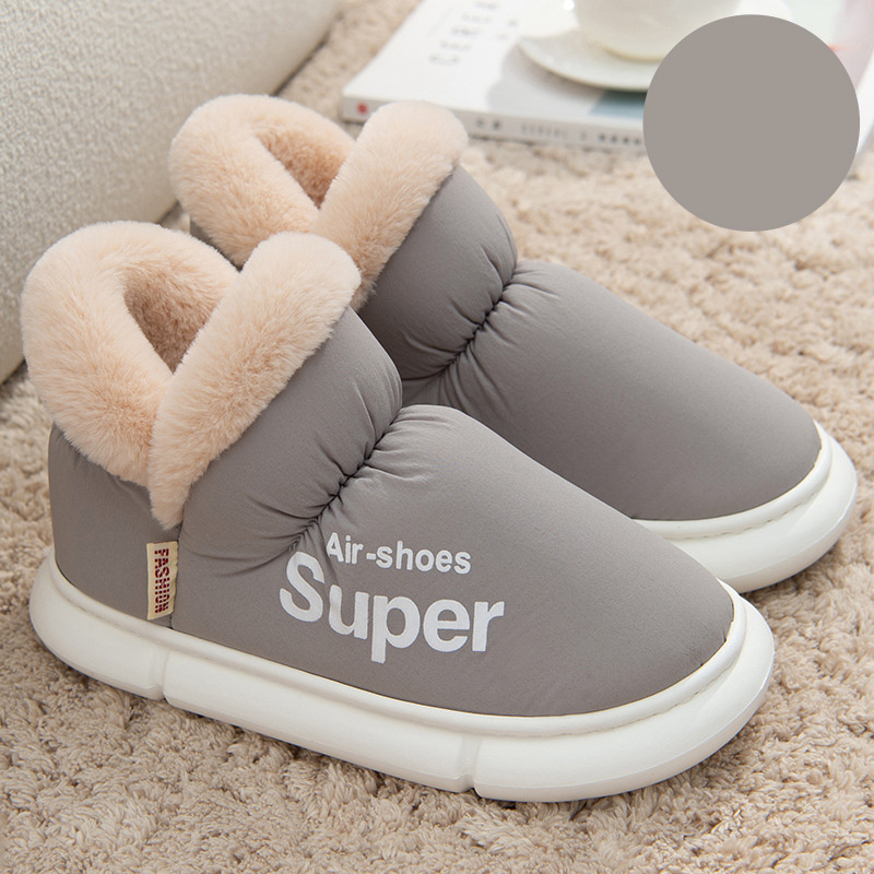Warm House Shoes Plush Fleece High Back Heel Slippers Home Winter Warm Couple Shoes - Image 9