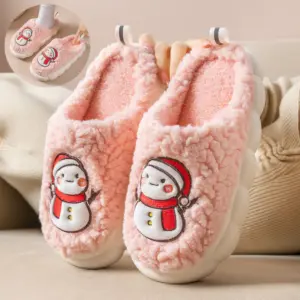 Snowman Slippers – Warm Plush, Thick Non-Slip Sole