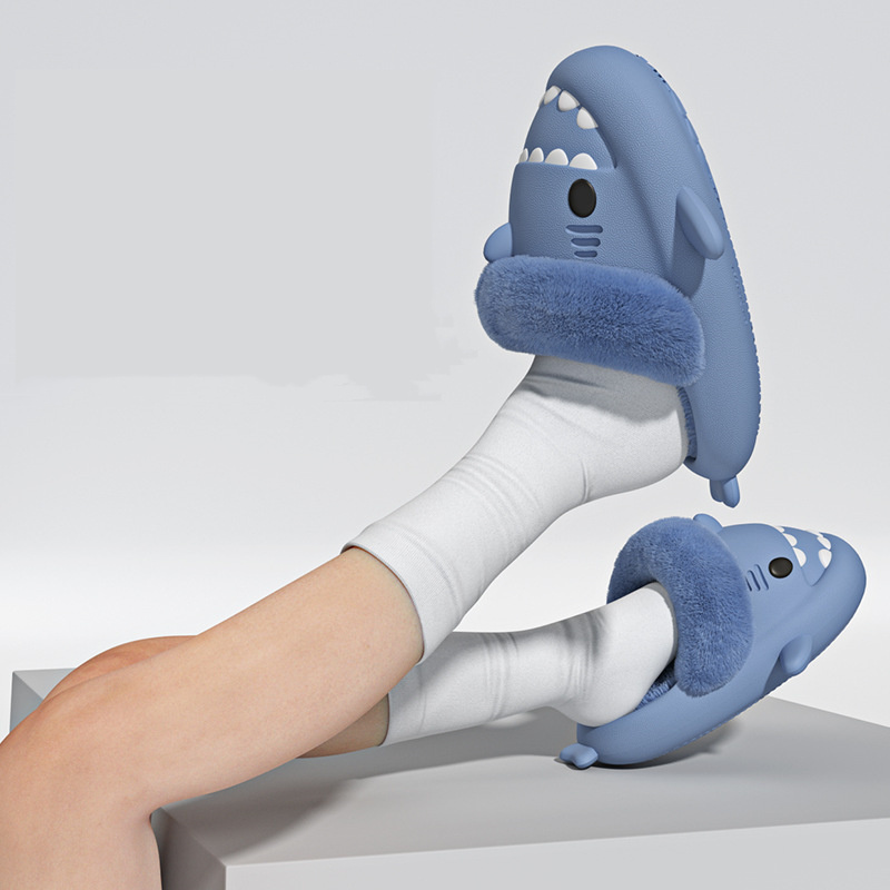 Winter Shark Slippers Detachable Warm Fuzzy Slippers Bedroom House Shoes Women – view 4
