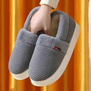 Fleece-Lined Slipper Shoes – Covered Heel, EVA Midsole