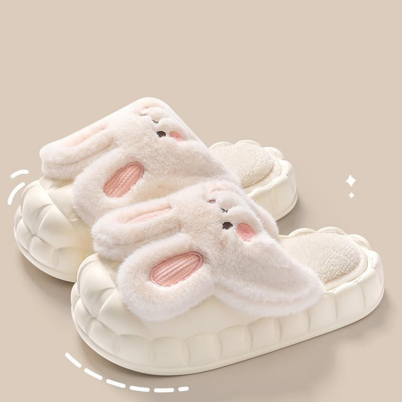 Cute Rabbit Shoes Winter Fuzzy Slippers Women Detachable Washable House Shoes – view 9