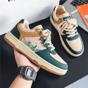 Men’s Lace-Up Casual Sneakers – Soft Thick Sole, Mesh Lining