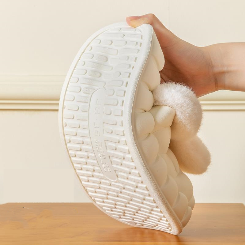 Cute Rabbit Shoes Winter Fuzzy Slippers Women Detachable Washable House Shoes – view 7