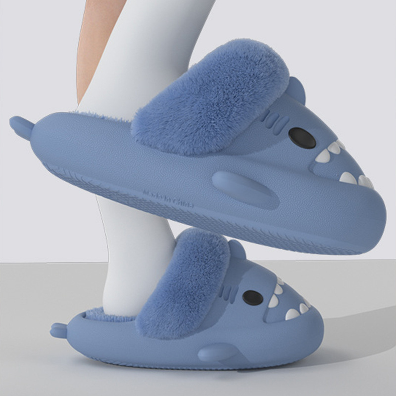 Winter Shark Slippers Detachable Warm Fuzzy Slippers Bedroom House Shoes Women – view 3