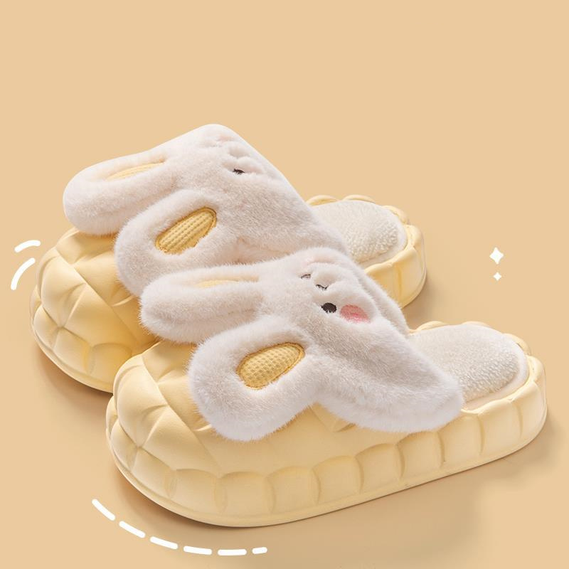Cute Rabbit Shoes Winter Fuzzy Slippers Women Detachable Washable House Shoes – view 8