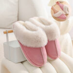 Winter Warm Plush Home Slippers Indoor Fur Slippers Women Soft Lined Cotton Shoes Comfy Non-Slip Bedroom Fuzzy House Shoes Wo
