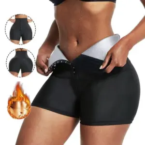 High-Waist Neoprene Sauna Sweat Shorts with Hook Closure