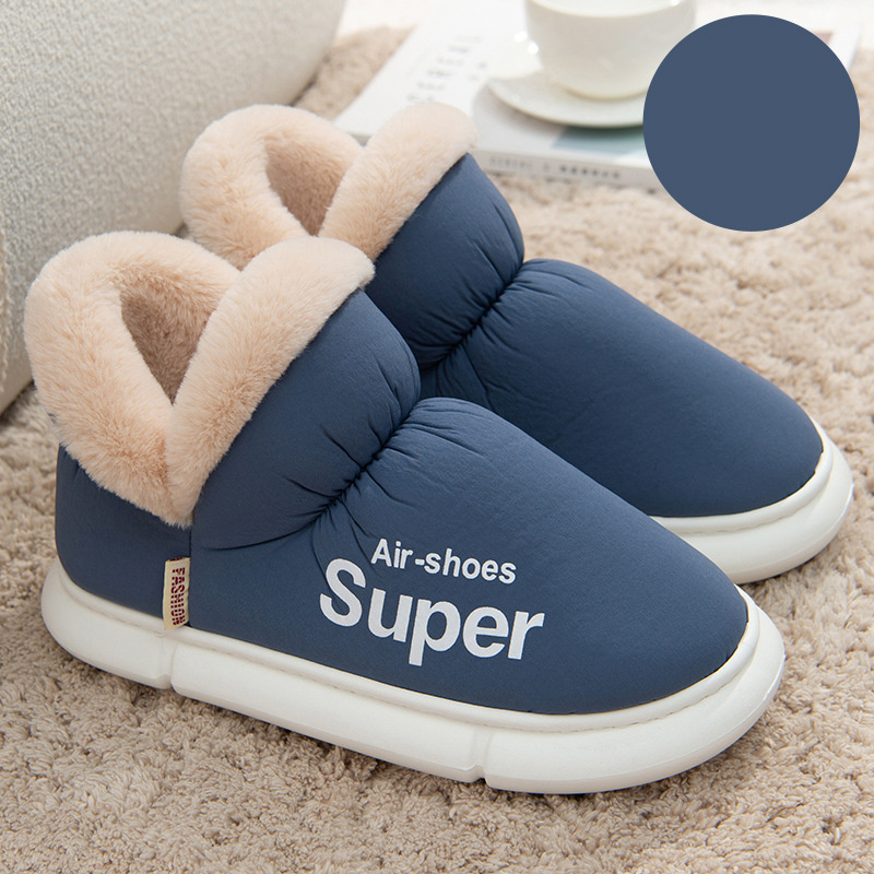 Warm House Shoes Plush Fleece High Back Heel Slippers Home Winter Warm Couple Shoes - Image 10