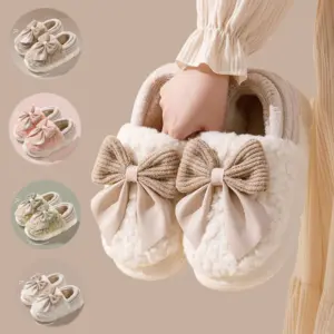 Big Bow Fluffy Platform Slippers – Covered Heel