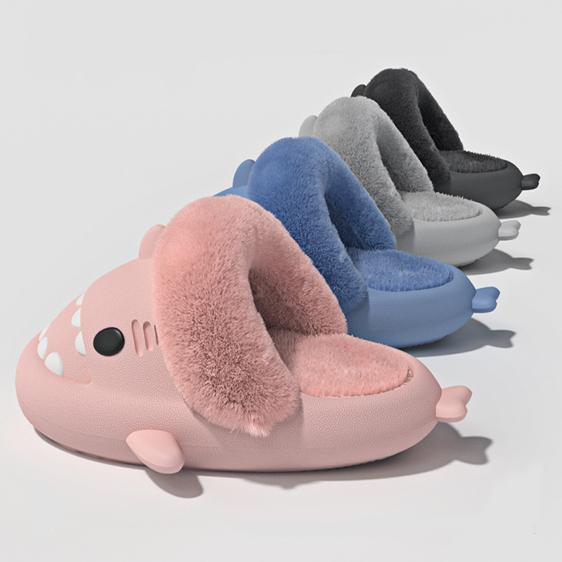 Winter Shark Slippers Detachable Warm Fuzzy Slippers Bedroom House Shoes Women – view 7
