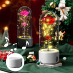 Preserved Rose Lamp with Bluetooth Speaker – LED Glass Dome