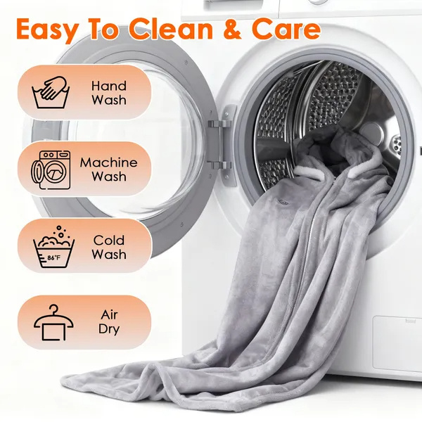 Wearable Heated Blanket Hoodie – USB Flannel, 3 Heat Levels – view 2