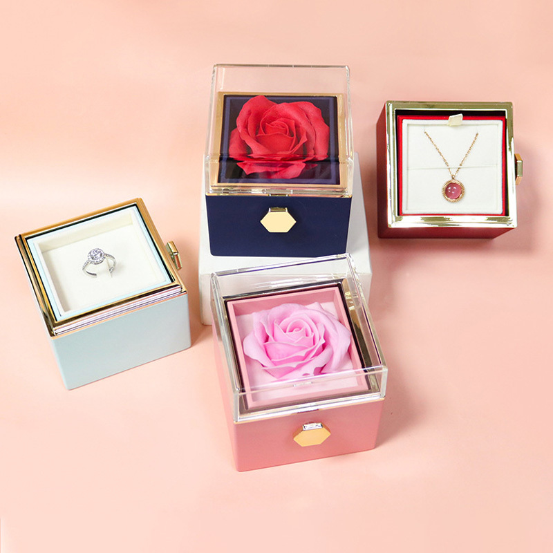 Rotating Preserved Rose Jewelry Box – Forever Rose Gift – view 8